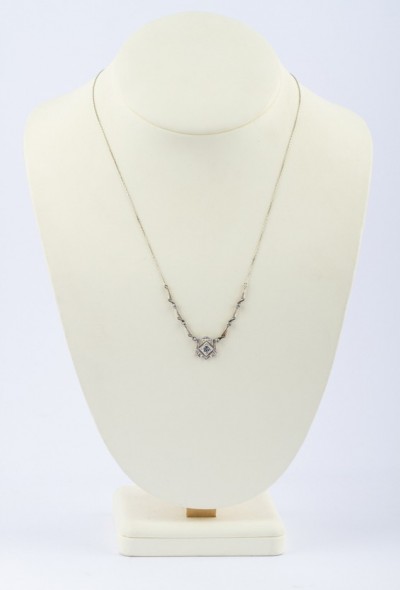 Wit gouden Art Deco collier met briljanten en diamanten