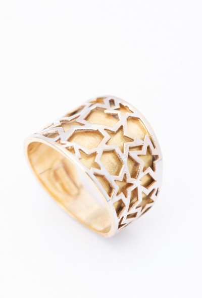 18 krt. wit/geel gouden ring