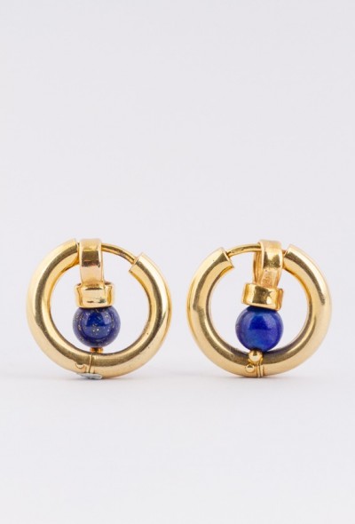 Gouden oor ringen met lapis lazuli