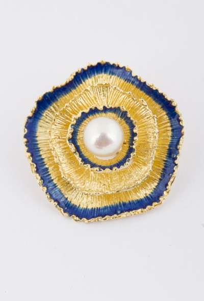 Broche met parel en emaille