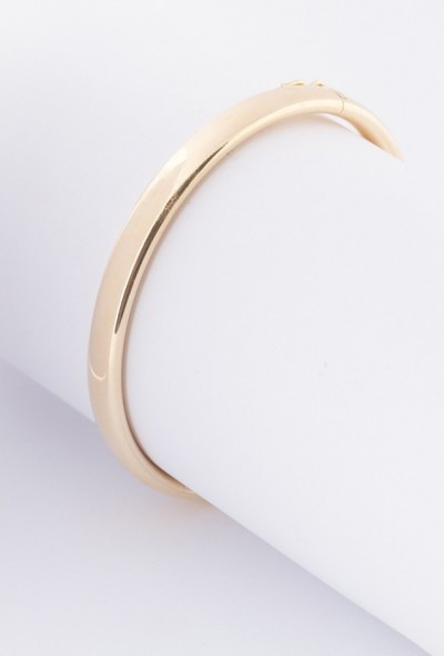 Gouden bangle met zilveren kern buis met scharnier sluiting