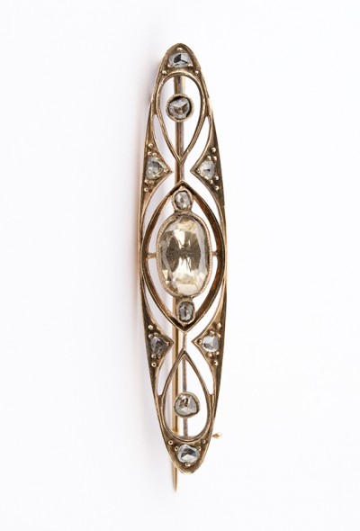 Antieke Art Nouveau brochette met diamant