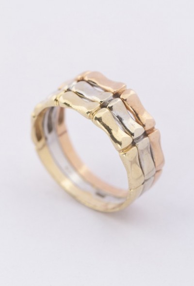 Gouden tricolor bamboe ring